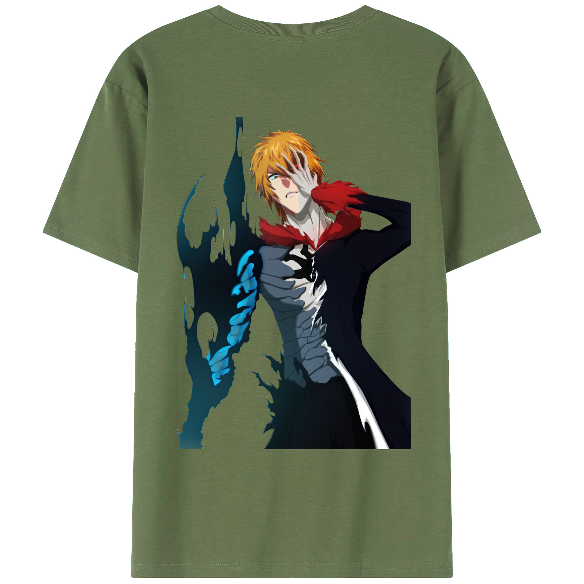 （画像用） ブリーチ 黒崎一護（くろさき いちご）BLEACH Kurosaki Ichigo 綿100％ メンズ半袖Tシャツ（バックプリント） 通気性